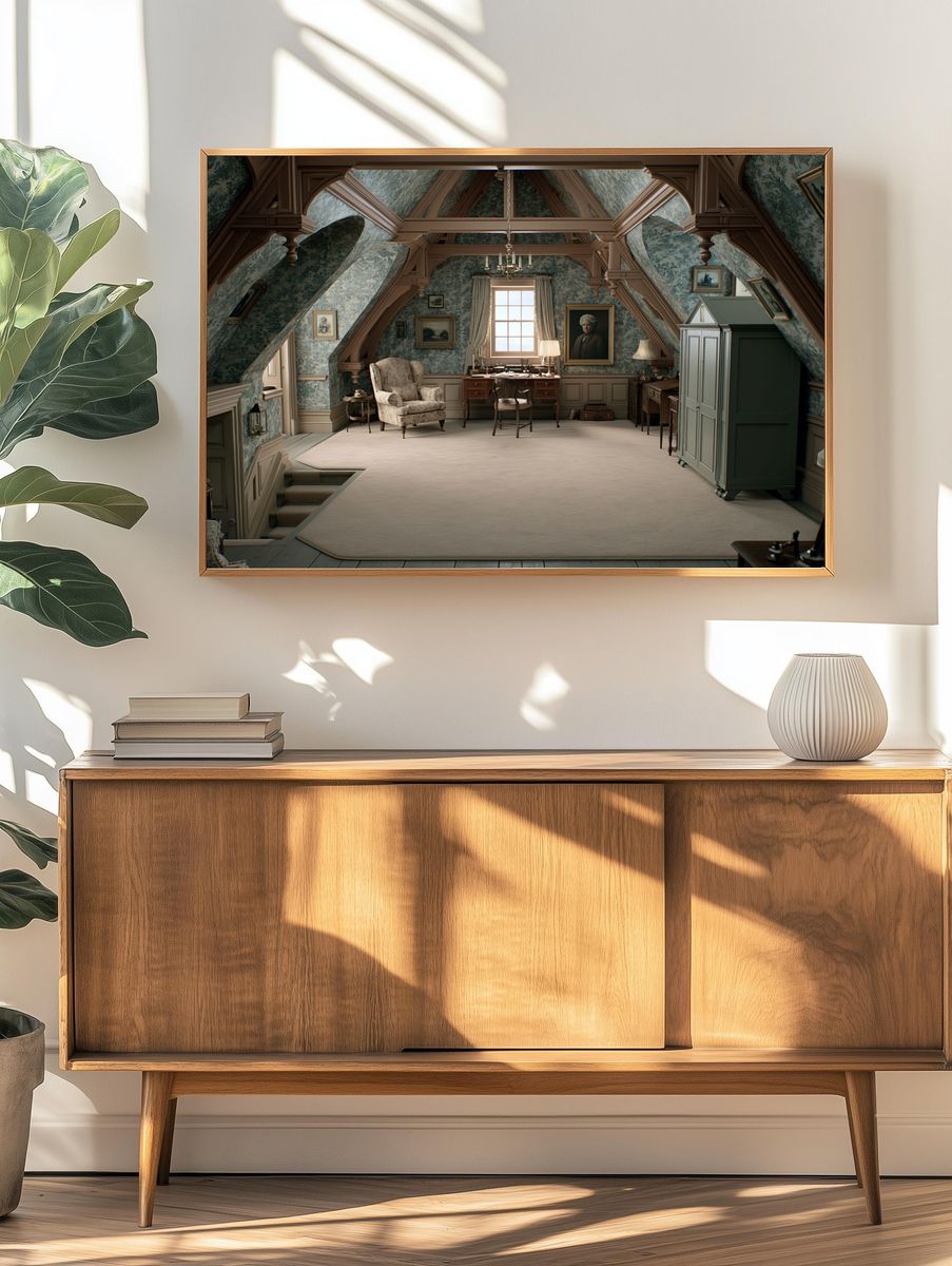 Victorian Attic Study Interior Print. — room view 3