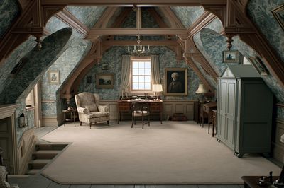 Victorian Attic Study Interior Print. poster