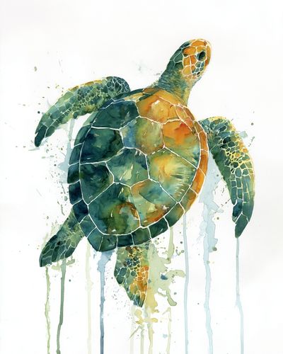 Sea Turtle Watercolor Poster. poster
