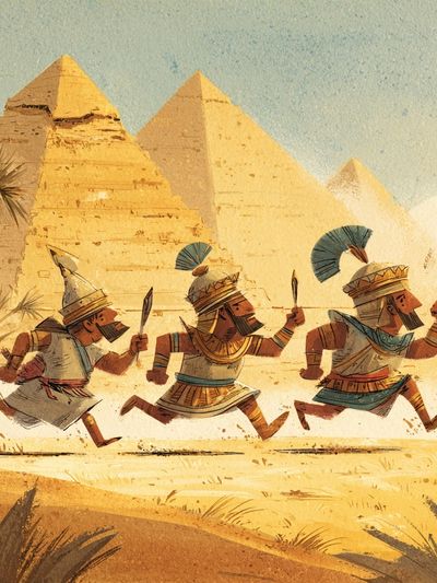 Ancient Warriors Running — Illustration Print. poster print