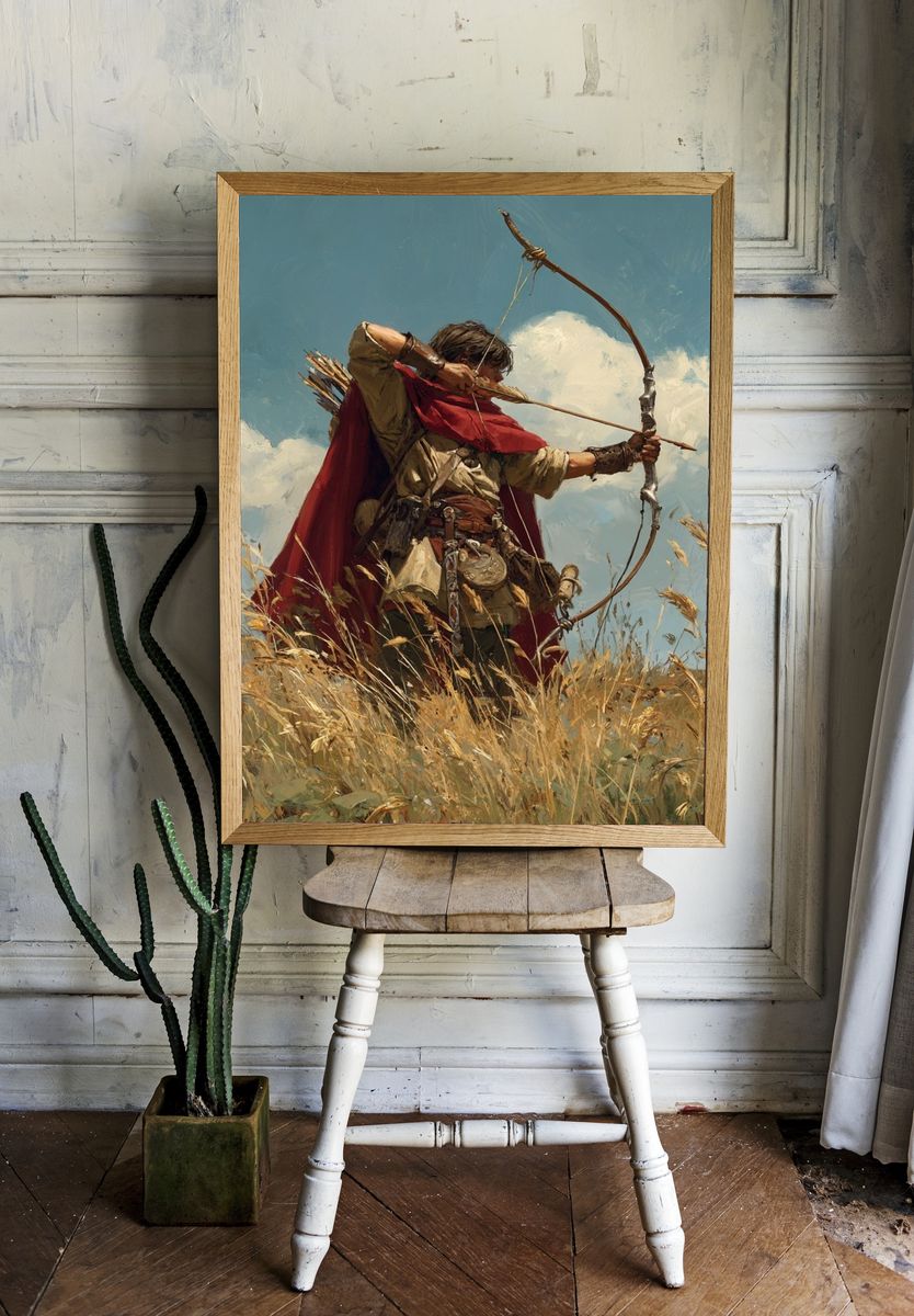 Archer in the Field — Fantasy Art Print. room preview