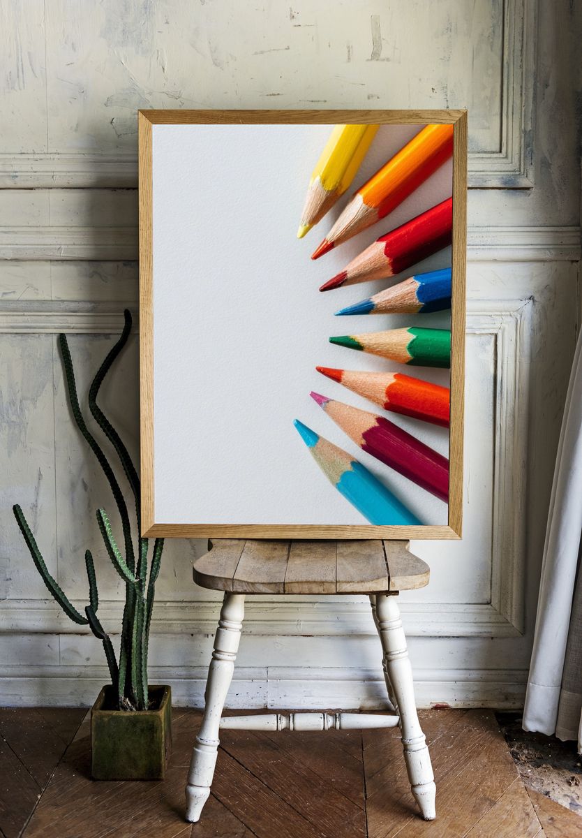 Colorful Pencils — Illustration Print. room preview