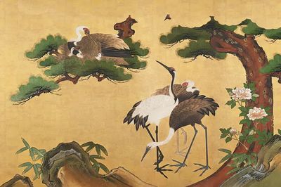Cranes and Pine Trees — Asian Art Print. poster print