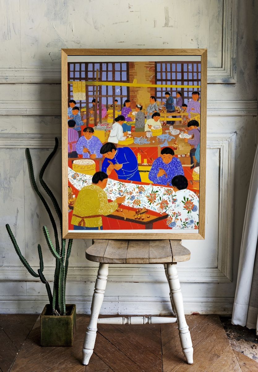 Artisans at Work — Illustration Print. room preview