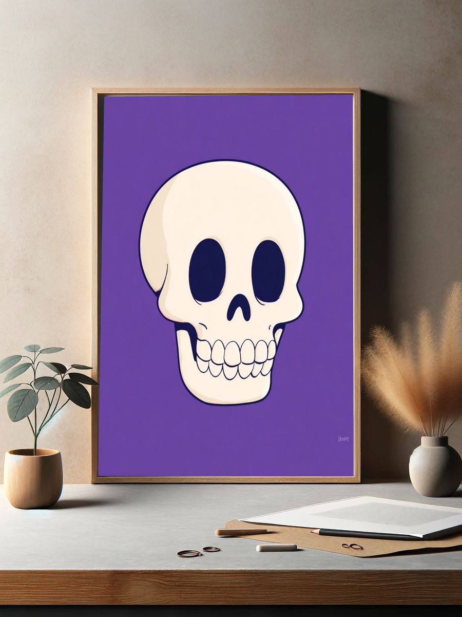 Cartoon Skull — Illustration Print. — room view 2