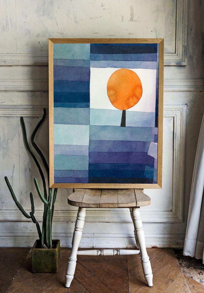 Abstract Tree and Sun — Watercolor Print room preview