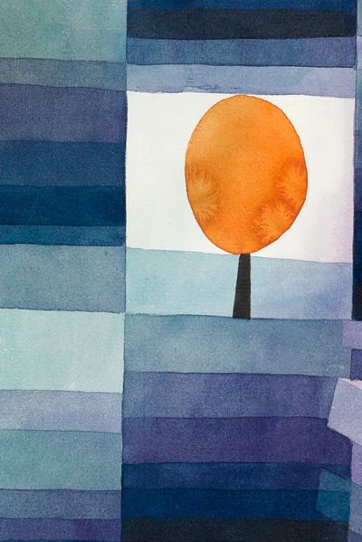 Abstract Tree and Sun — Watercolor Print. poster print