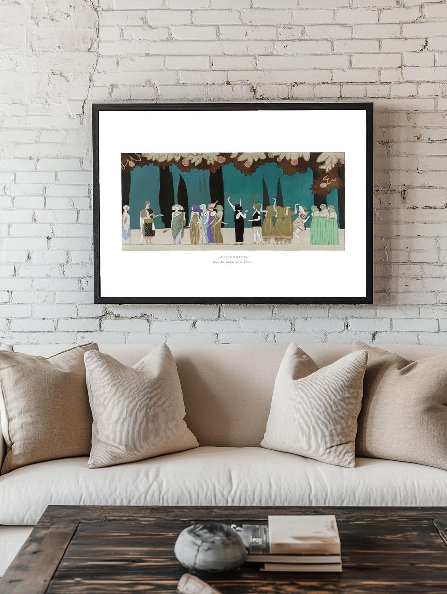 Vintage women fashion poster, gardens. — room view 1