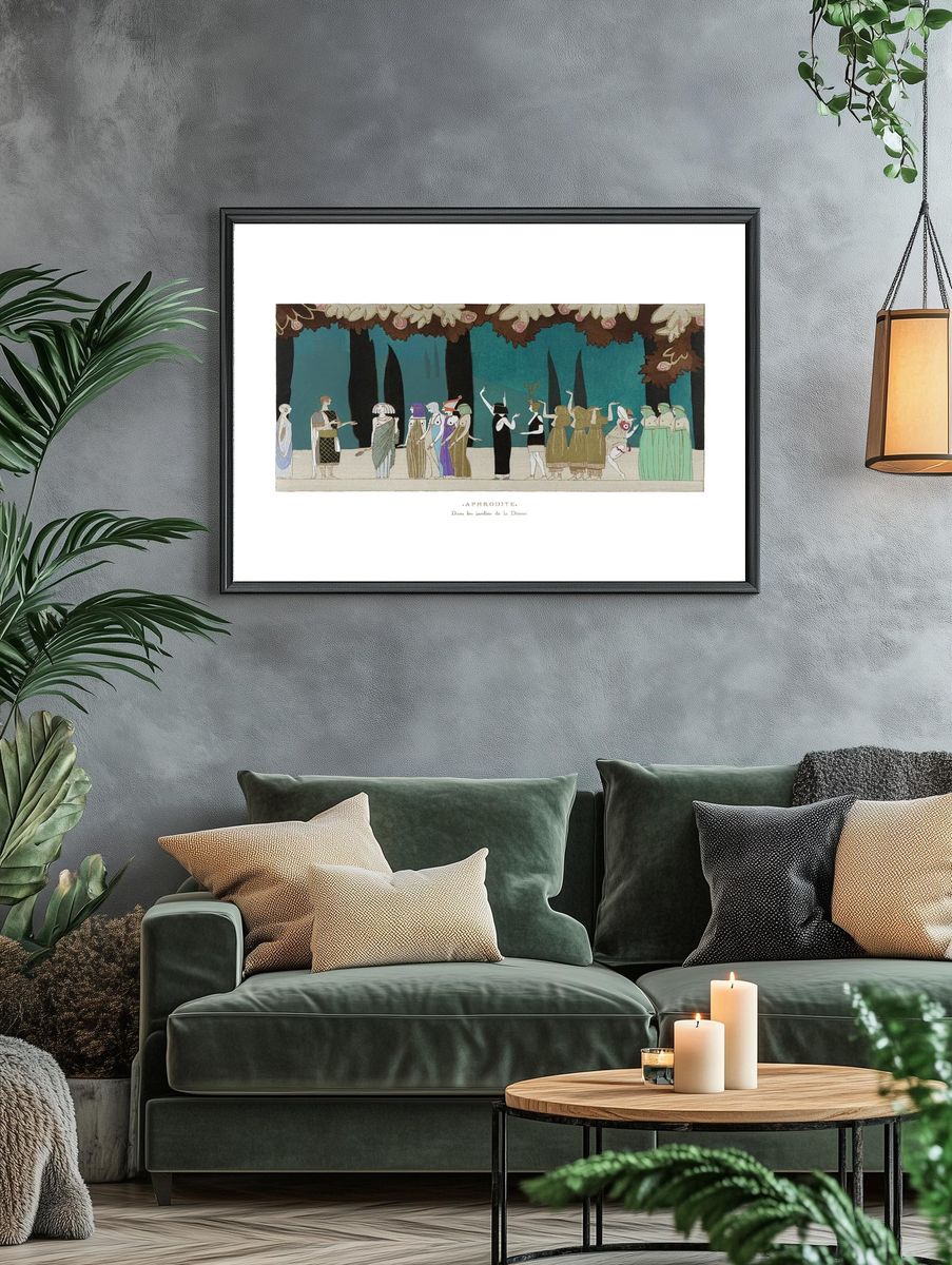 Vintage women fashion poster, gardens. — room view 4