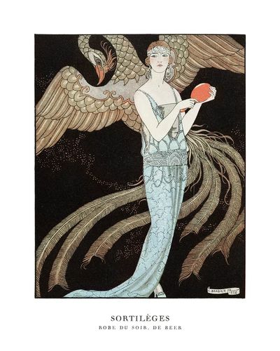 Woman vintage art poster, art deco fashion illustration remix from the artwork. poster