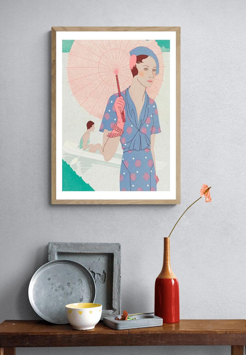 Fashionable young woman summer illustration. — room view 3