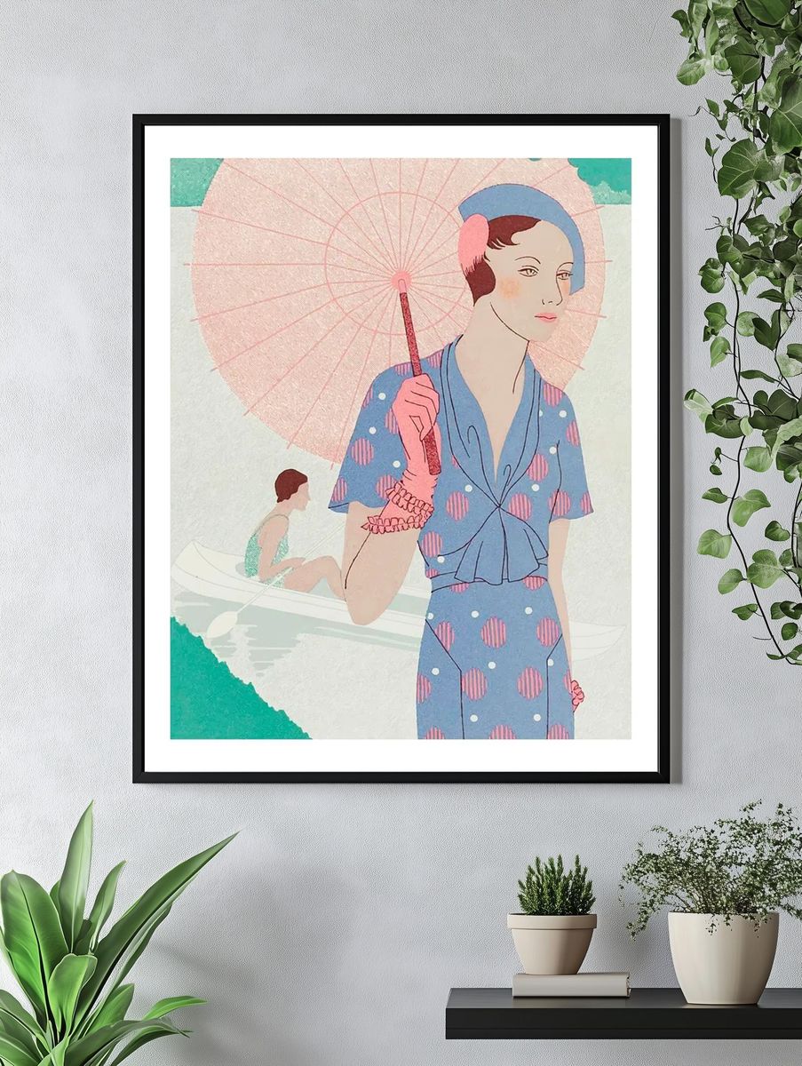 Fashionable young woman summer illustration. — room view 4