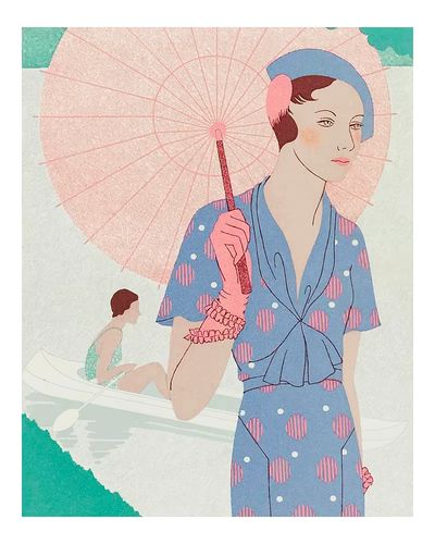 Fashionable young woman summer illustration. poster print