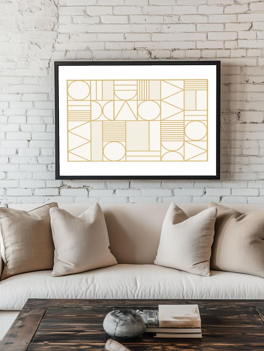 Gold Art Deco Geometric Pattern — Art Print room preview