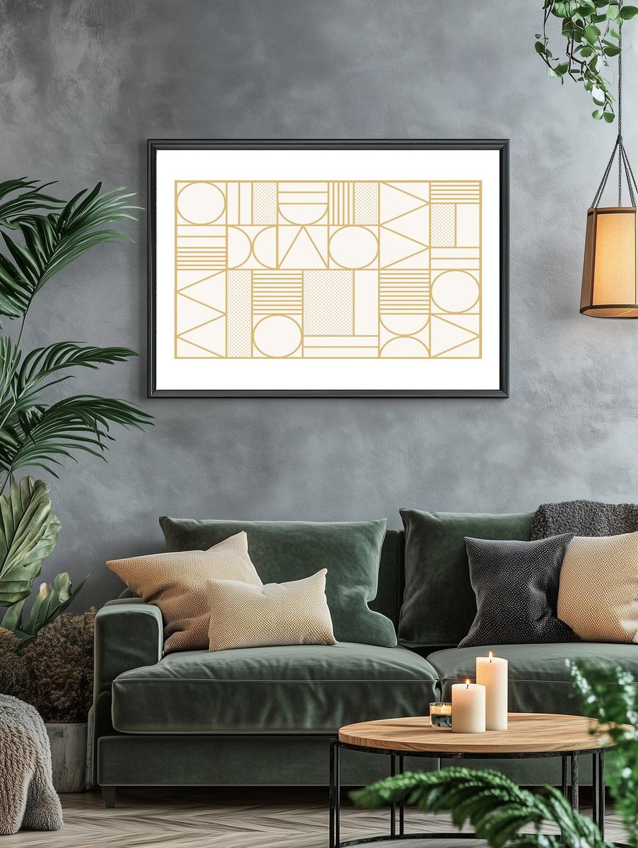 Gold Art Deco Geometric Pattern — Art Print. — room view 4