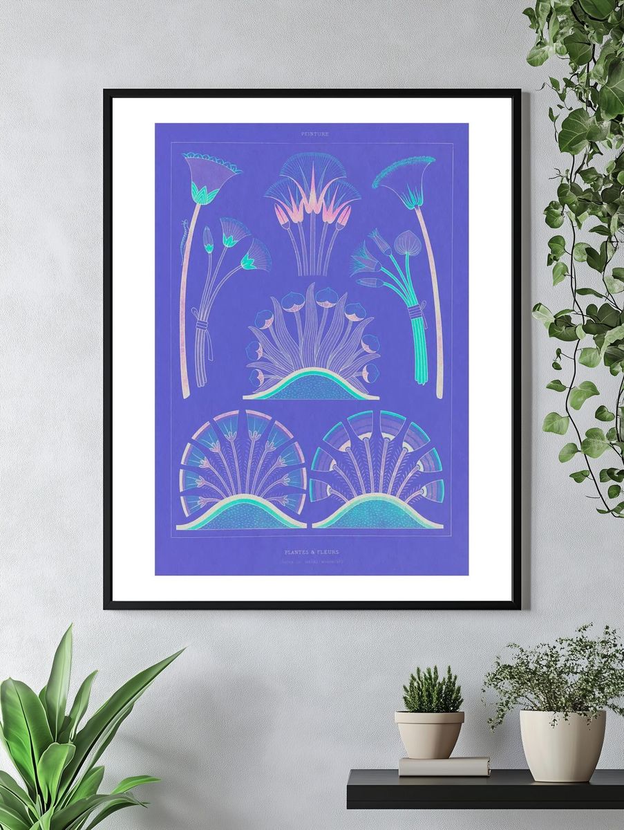 Purple Egyptian plants flowers vintage. — room view 4