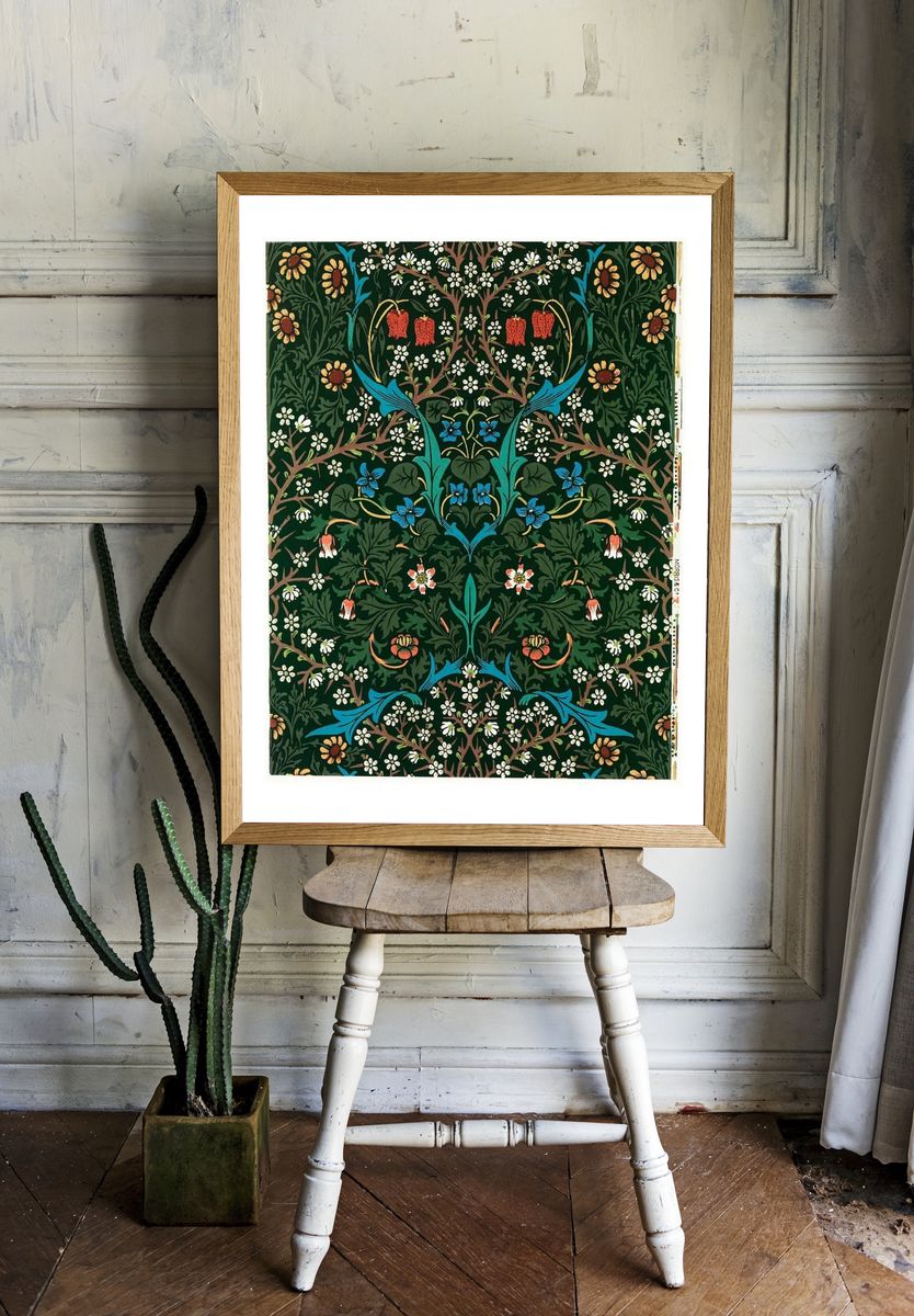 Tulip pattern vintage illustration wall. room preview