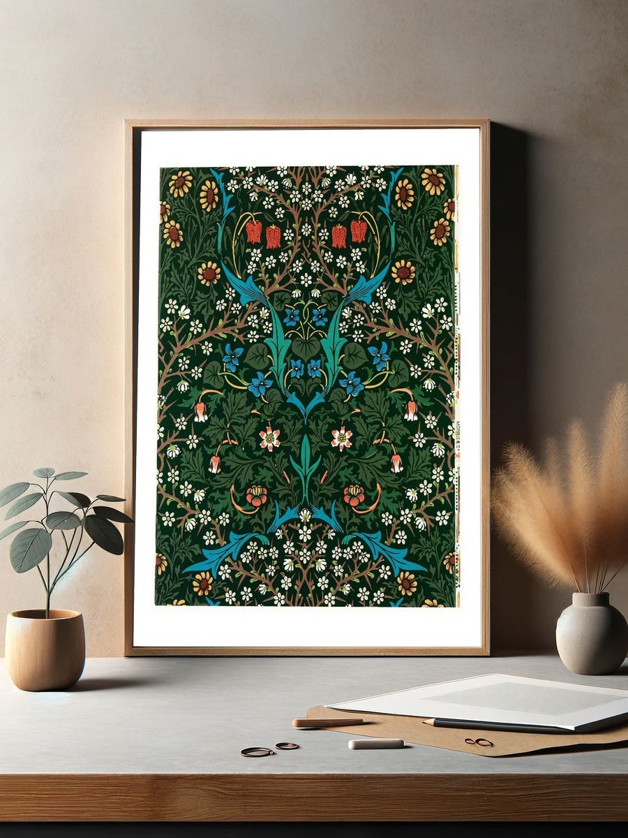Tulip pattern vintage illustration wall. — room view 2