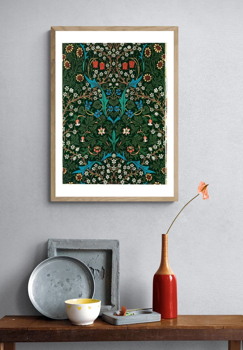 Tulip pattern vintage illustration wall. — room view 3