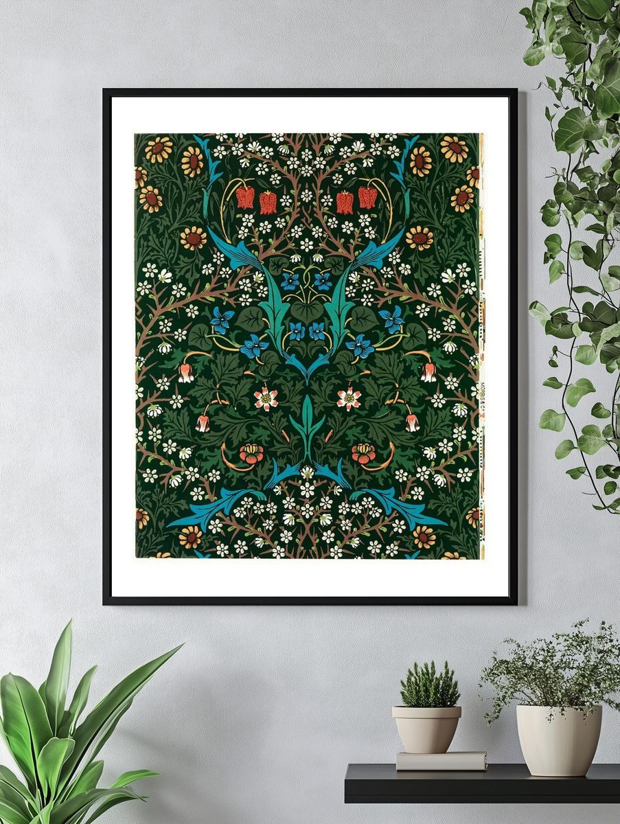Tulip pattern vintage illustration wall. — room view 4