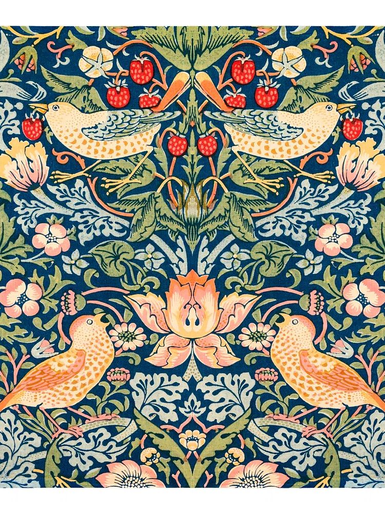 William Morris poster, vintage strawberry. poster detail