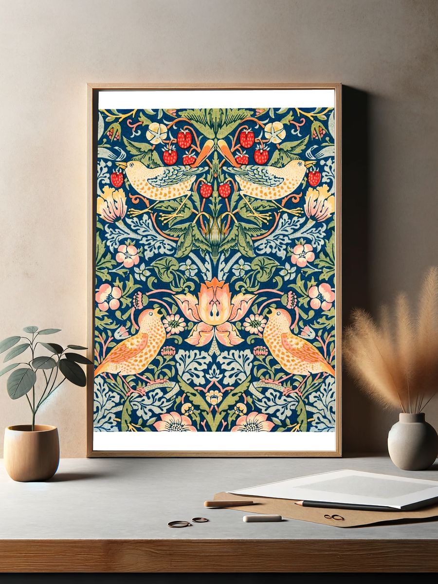 William Morris poster, vintage strawberry. — room view 2