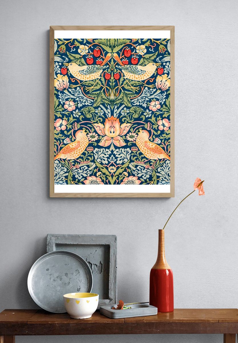 William Morris poster, vintage strawberry. — room view 3