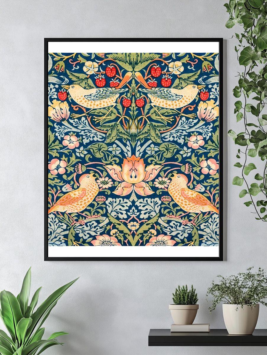 William Morris poster, vintage strawberry. — room view 4