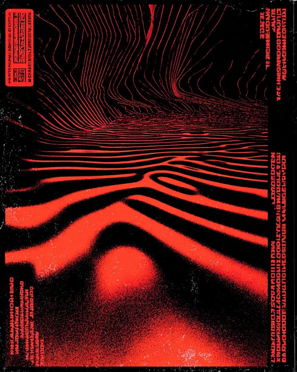 Abstract Red Waves Poster. poster detail