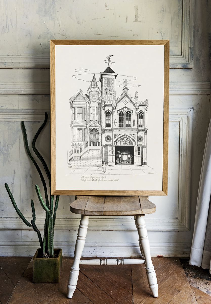 Old San Francisco — Architectural Illustration Print. — room view 1