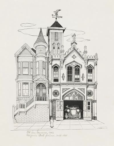 Old San Francisco — Architectural Illustration Print. poster
