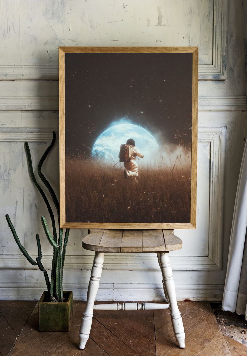 Astronaut Moonlit Field Poster. — room view 1