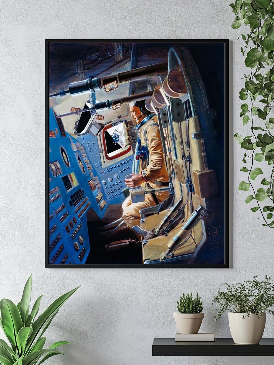 Astronaut in Spacecraft — Vintage Print. — room view 4