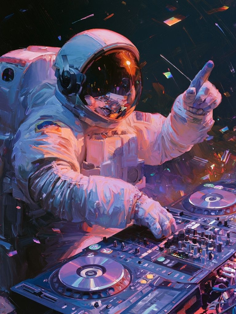 Astronaut DJ Digital Art Poster. poster — space art