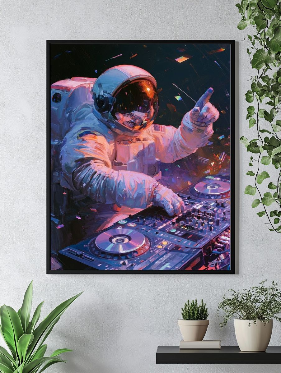 Astronaut DJ Digital Art Poster. — room view 4