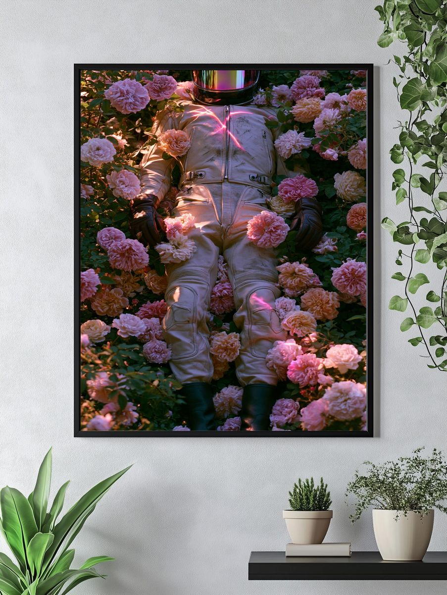 Astronaut in Roses Photography Poster. — room view 4