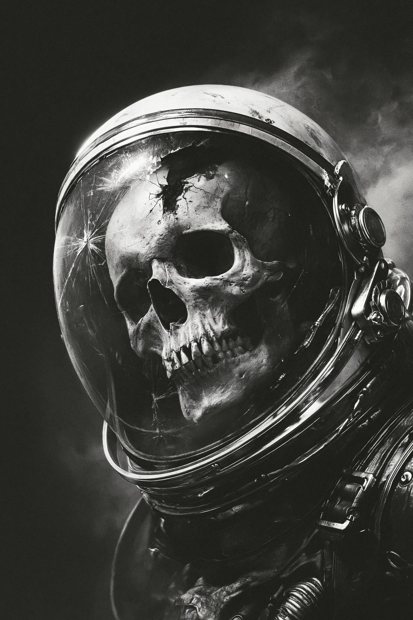 Skull Astronaut Black-White Poster. poster — photography art