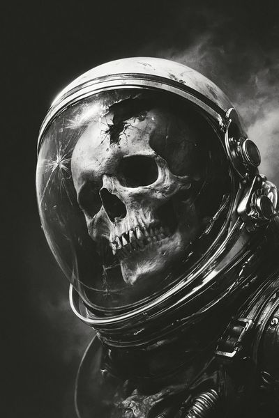 Skull Astronaut Black-White Poster.