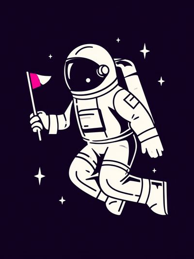Astronaut in Space Illustration Poster.