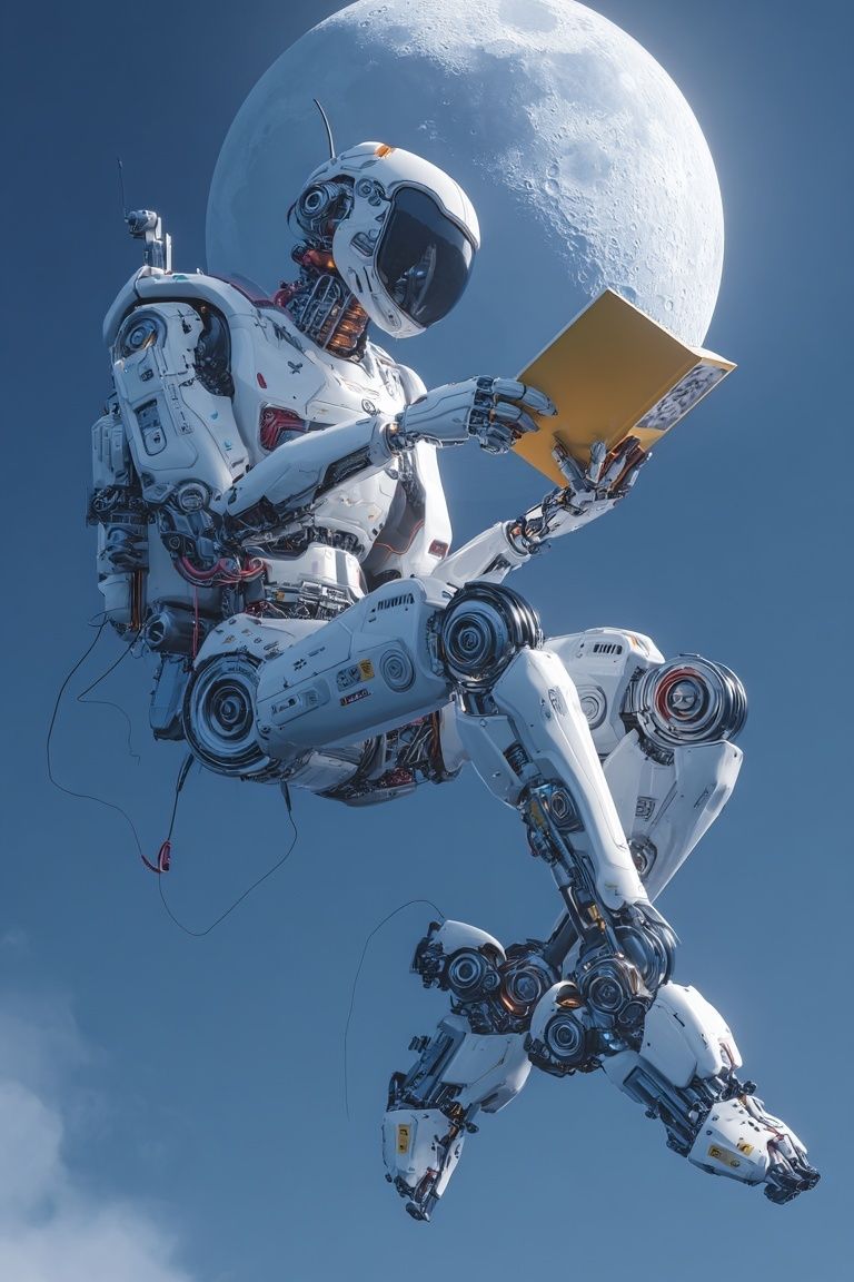 Astronaut Reading Moonlight Print. poster detail