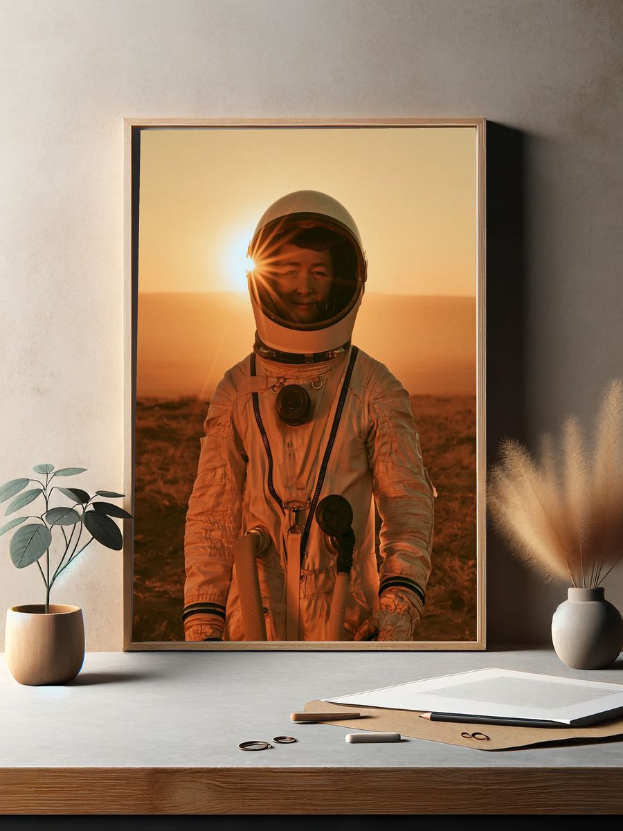 Astronaut at Sunset Photography Poster. — room view 2