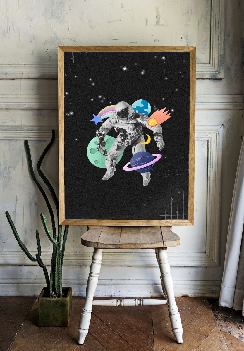 Astronaut in Space — Digital Art Print room preview