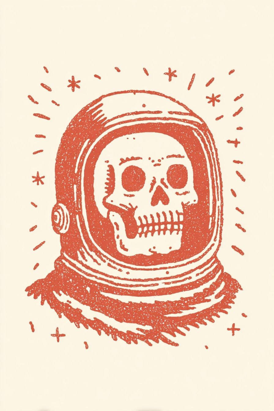 Astronaut Skull Illustration Poster. poster — illustration art