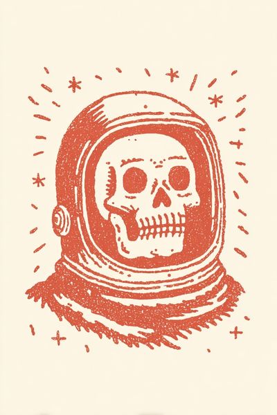 Astronaut Skull Illustration Poster. poster print