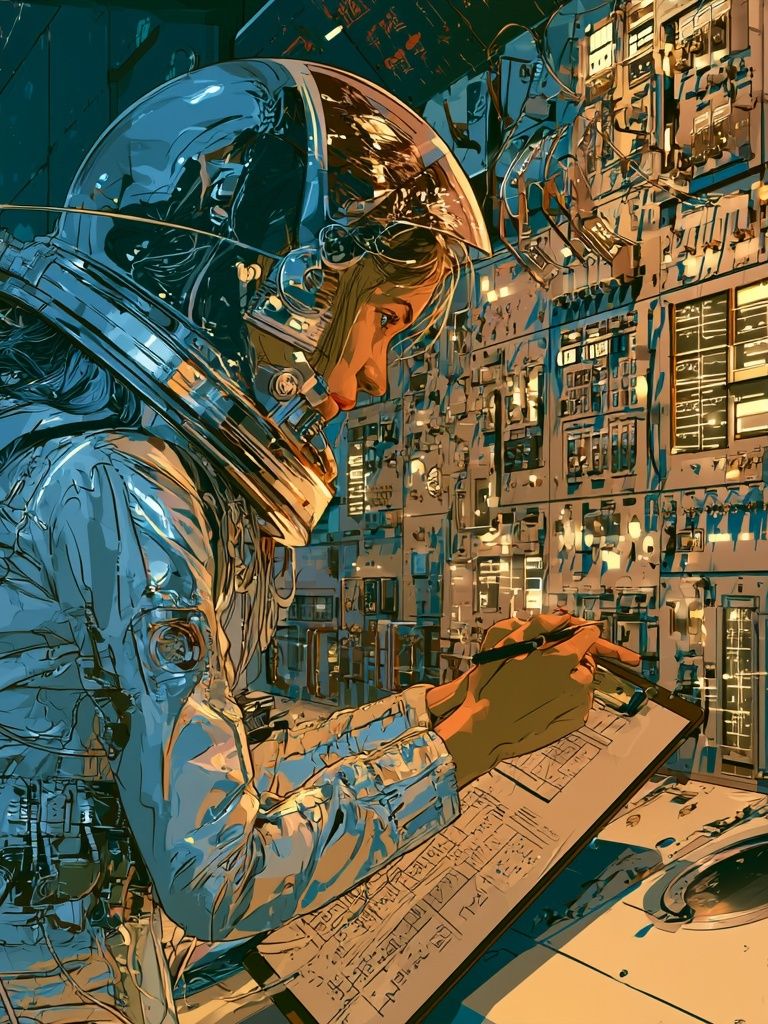 Astronaut Mission Control Illustration Poster. poster detail