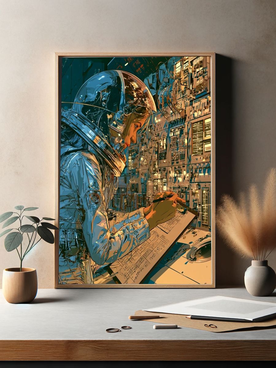 Astronaut Mission Control Illustration Poster. — room view 2