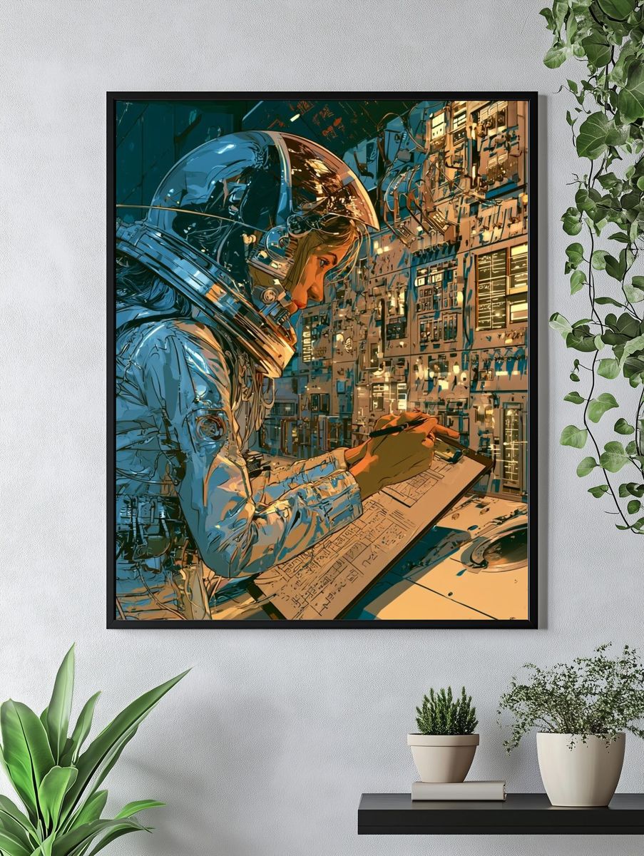 Astronaut Mission Control Illustration Poster. — room view 4