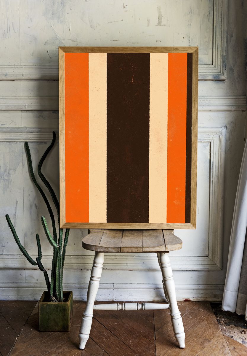 Retro Striped Abstract Poster. — room view 1