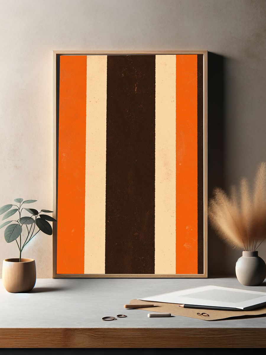 Retro Striped Abstract Poster. — room view 2
