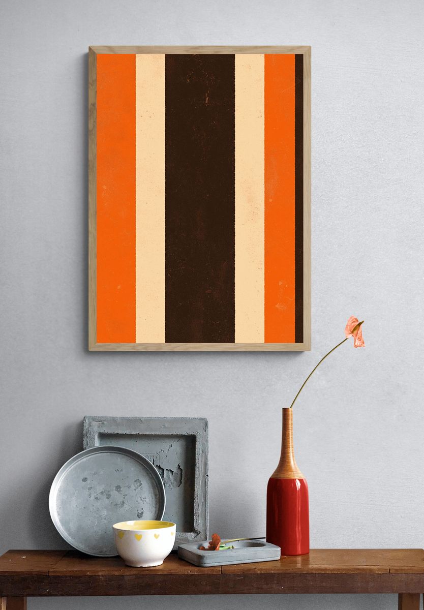 Retro Striped Abstract Poster. — room view 3